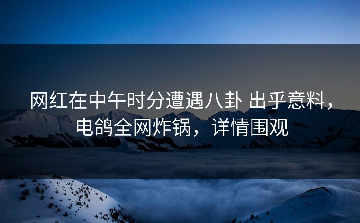 网红在中午时分遭遇八卦 出乎意料，电鸽全网炸锅，详情围观