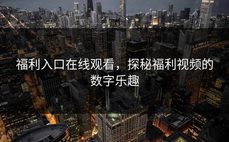 福利入口在线观看，探秘福利视频的数字乐趣