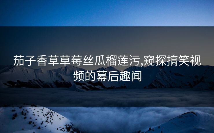 茄子香草草莓丝瓜榴莲污,窥探搞笑视频的幕后趣闻
