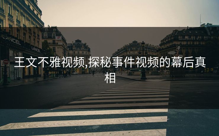 王文不雅视频,探秘事件视频的幕后真相