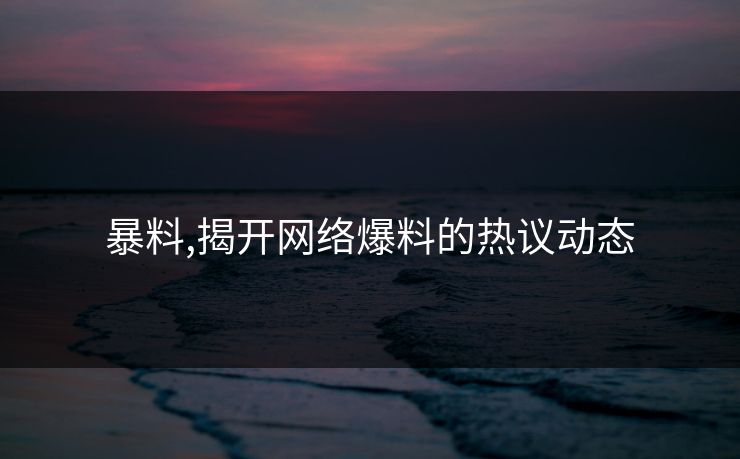 暴料,揭开网络爆料的热议动态