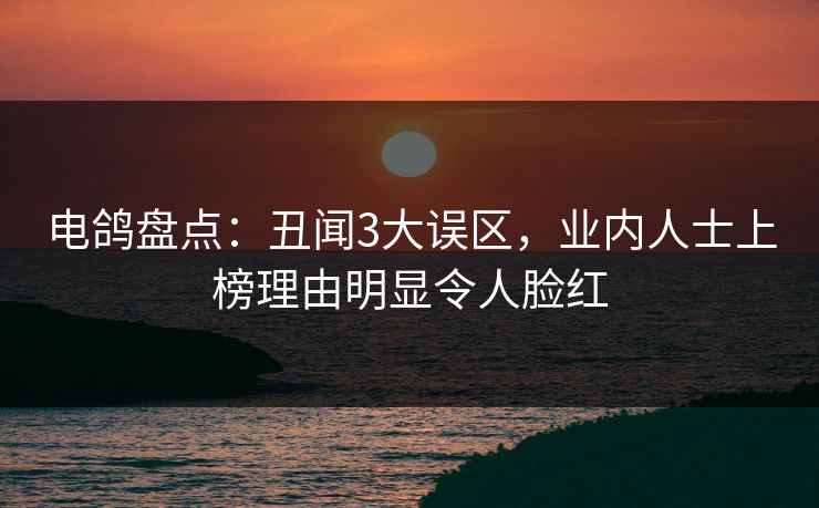 电鸽盘点：丑闻3大误区，业内人士上榜理由明显令人脸红