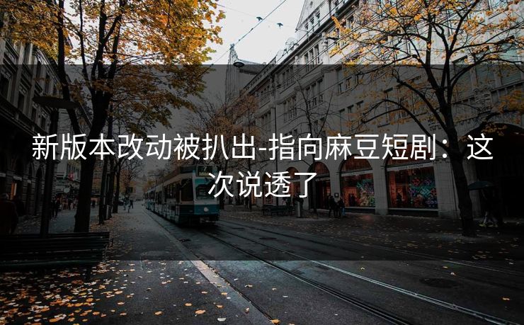 新版本改动被扒出-指向麻豆短剧：这次说透了